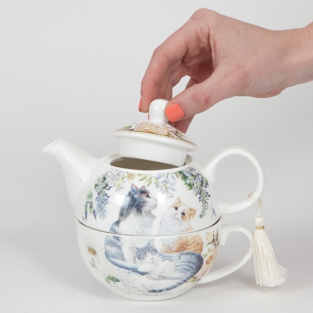NEW Bits and Pieces Porcelain Adorable Single Serving Kitty Tea Set. - Picture 3 of 7